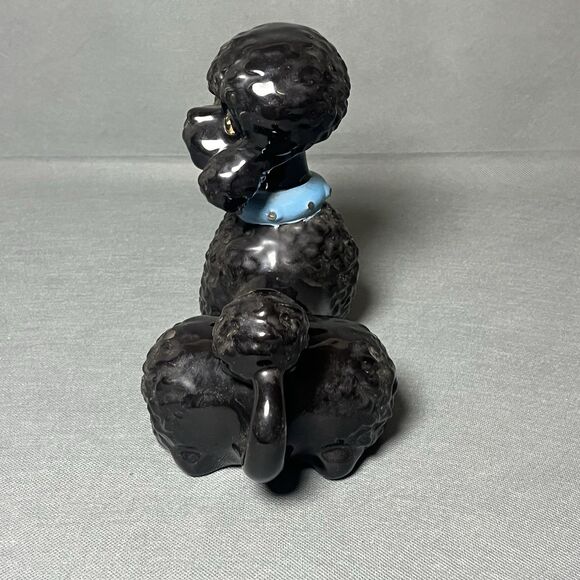 Vintage Large Black Poodle Ceramic Atlantic Mold Pottery Dog Figure-Retro-MCM - Picture 2 of 16